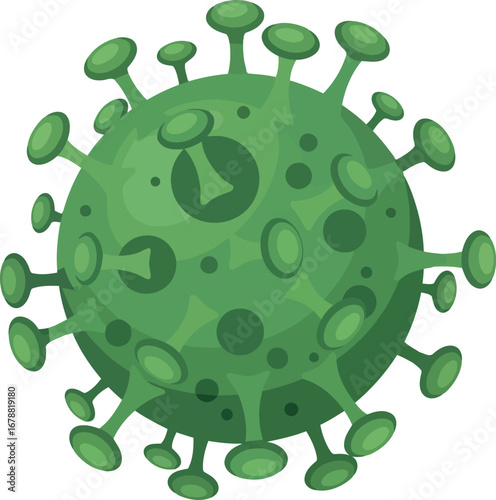 Green coronavirus icon microbe illustration medical science virus pathogen biology vector