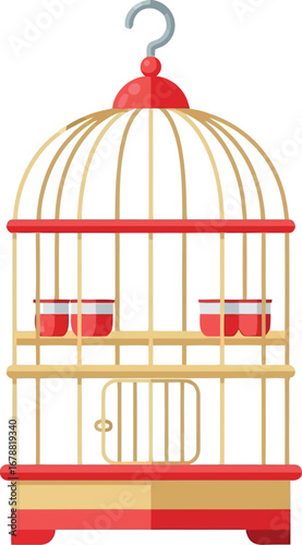Vintage ornate birdcage brass and red decorative home for pet bird ornate vintage cage vintage design vector