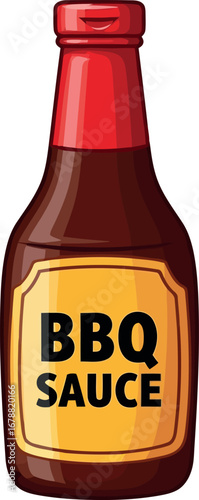 Classic bbq sauce bottle iconic condiment for grilling and summer meals vector