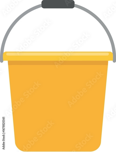 Bright yellow bucket with metal handle perfect for cleaning supplies or storage isolated vector