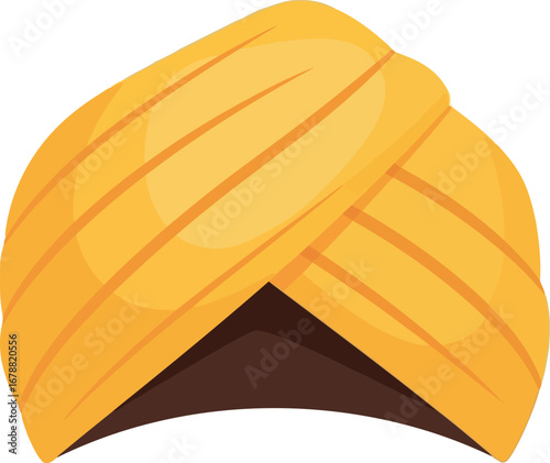 Vibrant yellow turban headwear traditional cultural symbol of india and sikhism artistic design vector