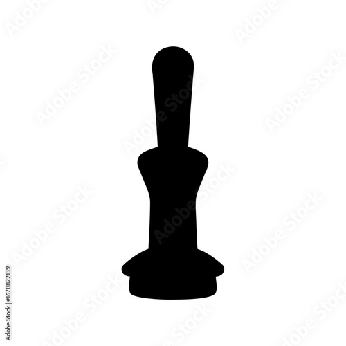 Stylish black coffee tamper silhouette against a clean white background design