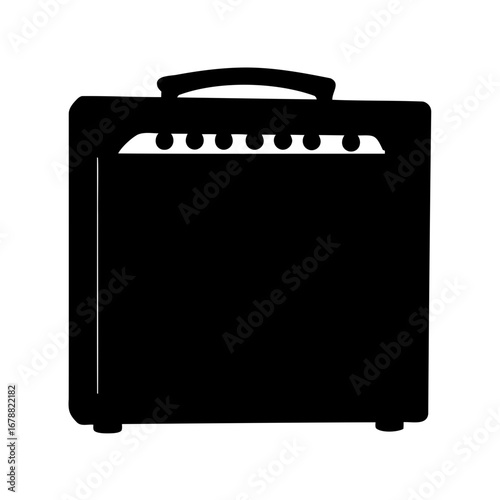 Black and White Image of a Solid State Guitar Amplifier for Music
