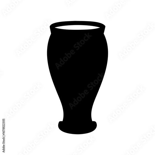 Black Silhouette of an Elegant Vase or Urn on White Background