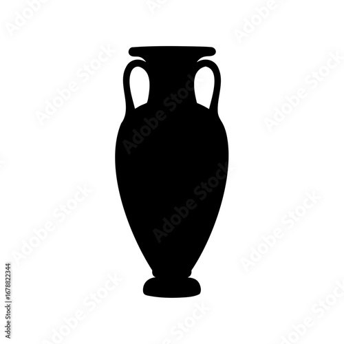 Silhouette of an ancient Greek amphora vase on a white background