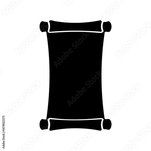 Elegant black and white illustration of an ancient scroll or parchment paper