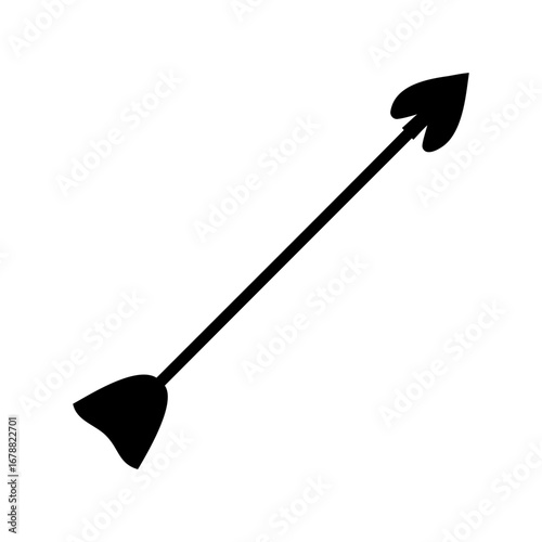 Stylized black arrow on white background ready to launch with great power