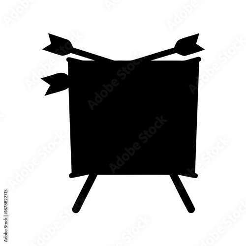 Silhouette of target with arrows indicating successful hits, archery concept
