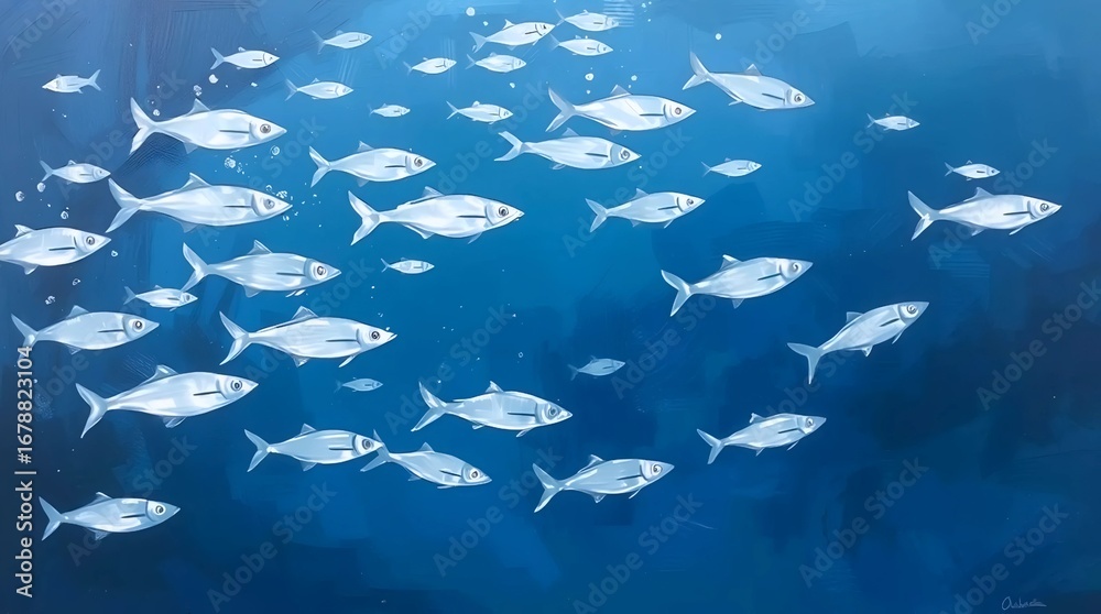 Obraz premium Repeating Pattern of Schooling Fish