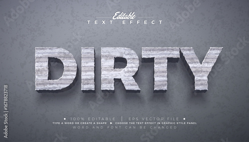 Dirty Editable Text Effect Design Graphic Style with 3D Smudge Typography Lettering and Shadow on Gray Background. Scalable Vector Premium Illustration Template for Greeting Card, Flyer, Banner
