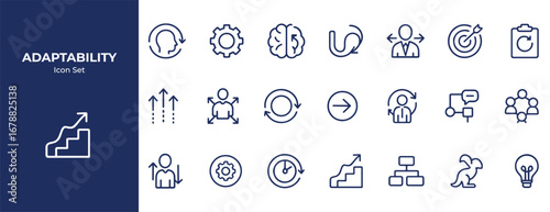 Adaptability Line Icons Pack –Vector Icons for Flexibility, Growth, and Change Management Designs