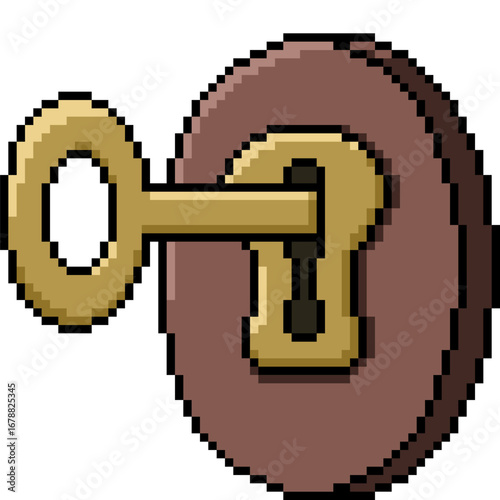 pixel art of key hole lock unlock