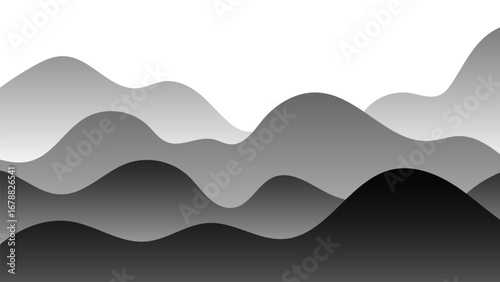 Vector landscape of mountains. Technology futuristic illustration. 3d landscape. of gradient lines. Vector background.