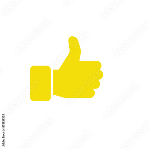 Vibrant yellow thumbs-up icon, universally recognized symbol of approval, positive feedback, and agreement in digital communication and social media
