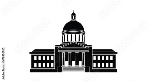 State capitol building isolated on white background, a symbol of government, law, and democracy in the united states of america