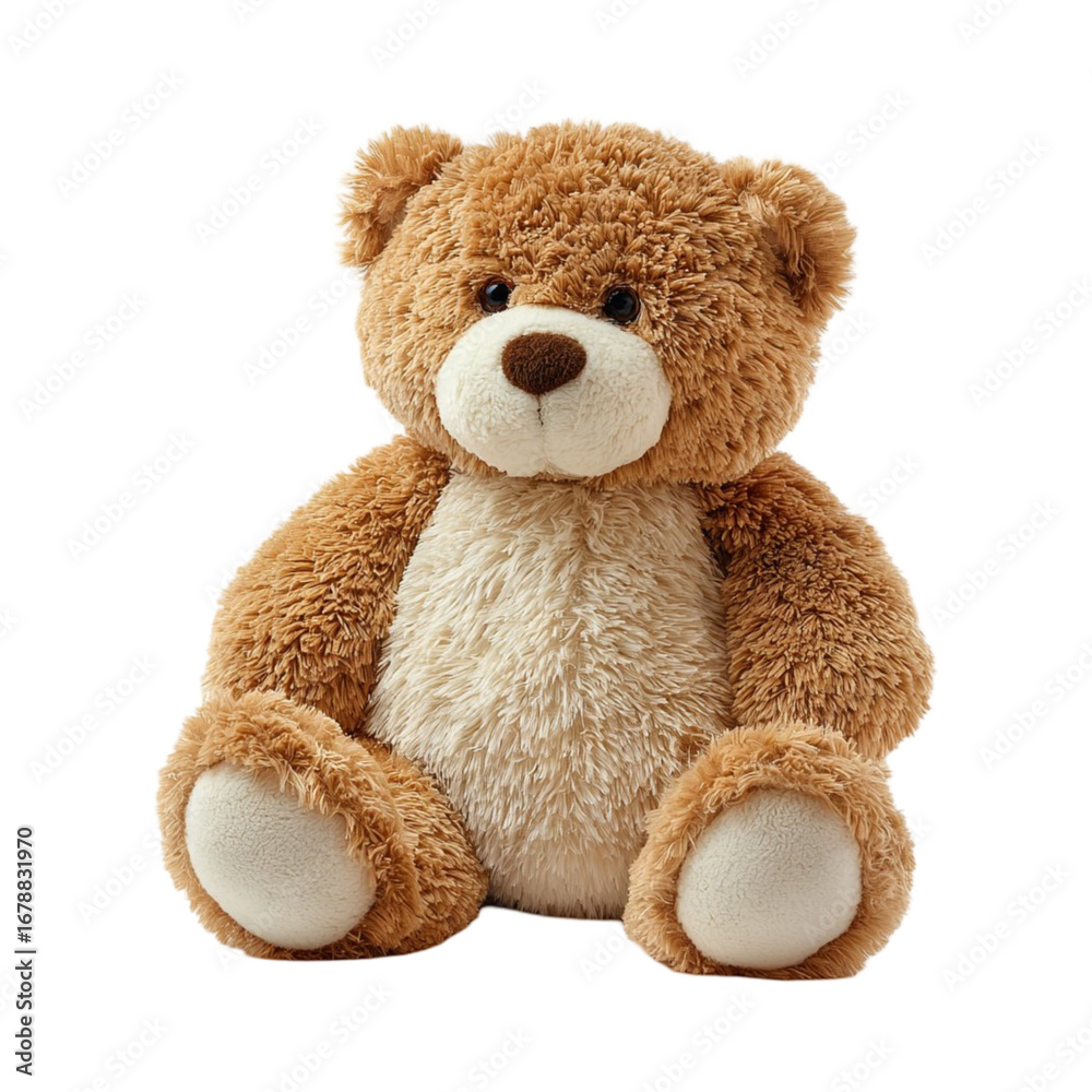 Obraz premium Cute brown teddy bear sitting isolated on transparent background