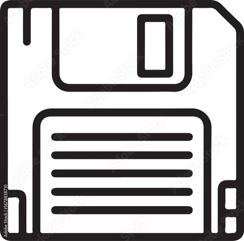 Retro floppy disk icon for saving data and technology concepts