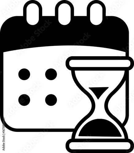알람 시계 날짜 달력 라인드로잉 아이콘(clock calendar line drawing icon)