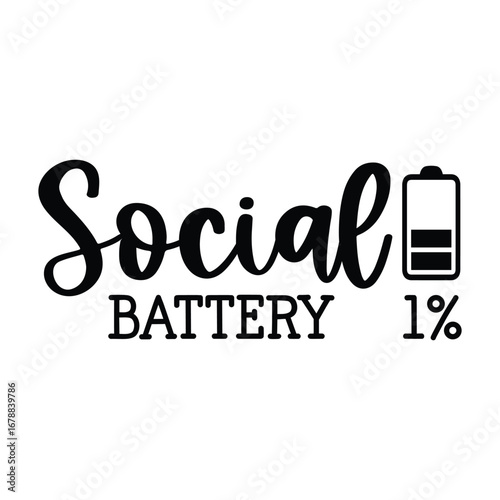 Social battery 1% SVG Art & Illustration