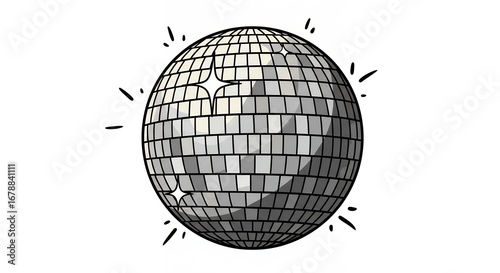 Simple black and white disco ball illustration