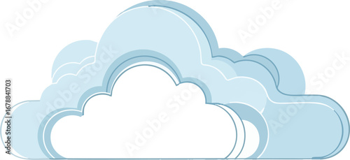 A stylized illustration featuring multiple layered clouds in shades of blue and white hues