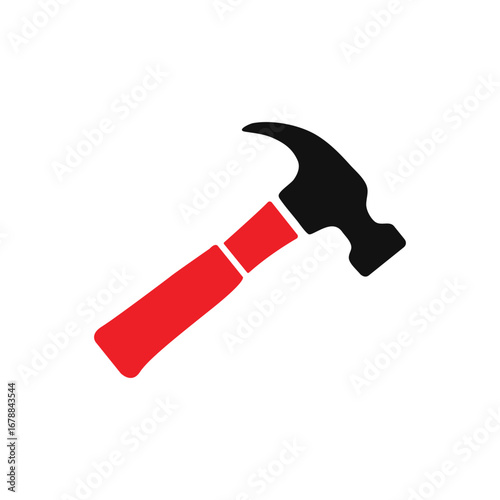 A red and black hammer icon vector