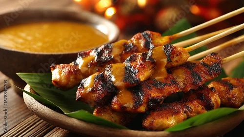 Grilled chicken satay with orange sauce