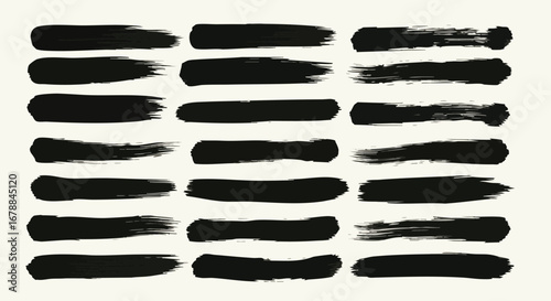 Dynamic black brush strokes create bold, artistic textures for modern design projects