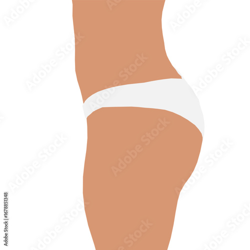 Animated silhouette of a girl in white panties, showcasing a butt lift in motion.
