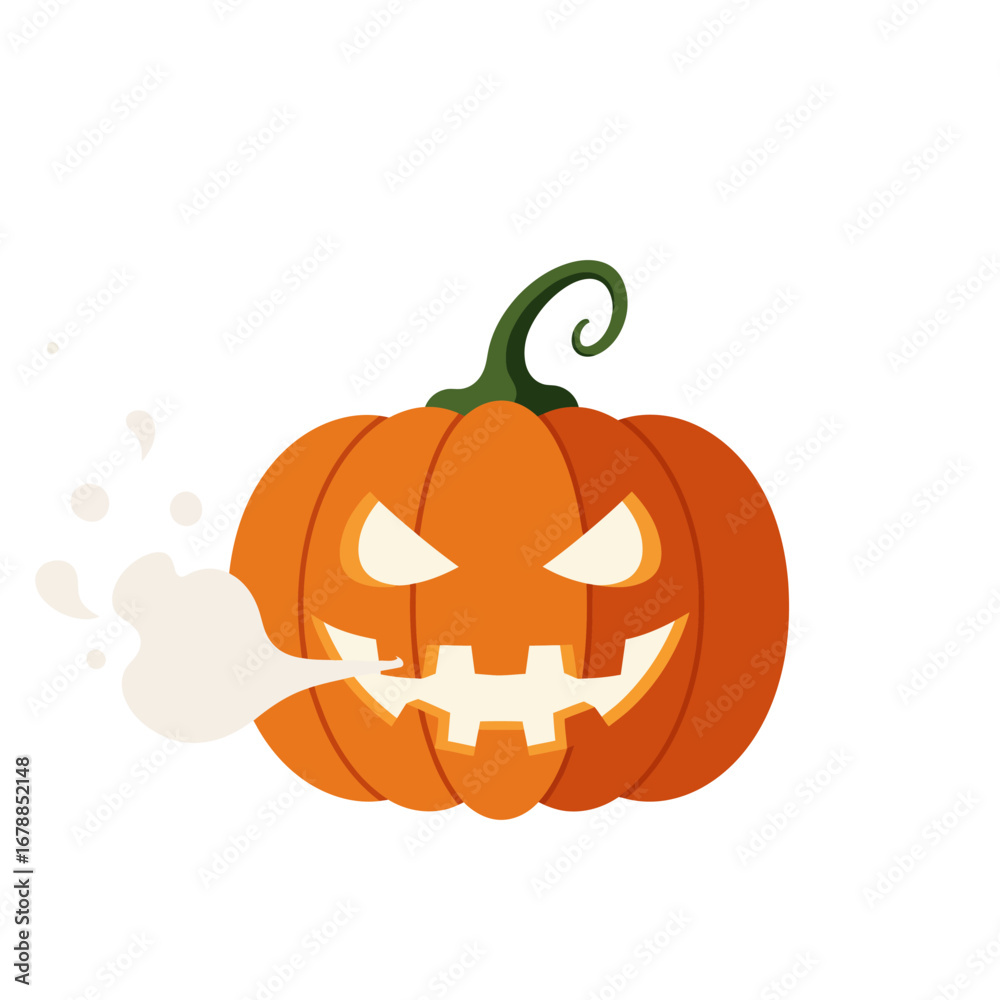 Fototapeta premium Smoking Halloween Pumpkin: Spooky Jack-o-Lantern.