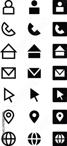 set of black and white icons