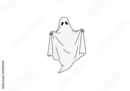 Simple Line Art Ghost Illustration.