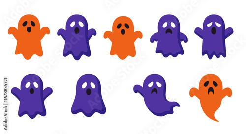 Vector Halloween Ghosts PNG on Transparent Background