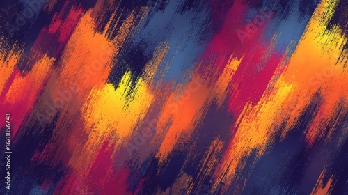 Abstract diagonal brush strokes warm colors vibrant texture background