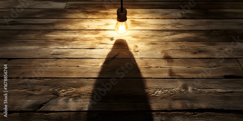 Wallpaper Mural Glowing Bulb Shadow on Rustic Wooden Floor Torontodigital.ca