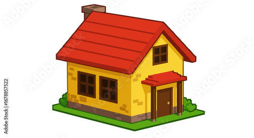 Vector Pixel Art Illustration of a Retro Style House