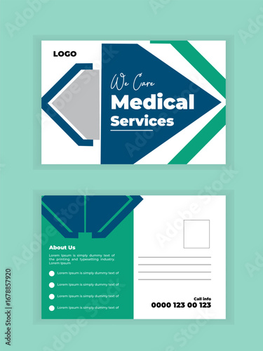 Medical postcard template for doctors, clinics, and healthcare service design