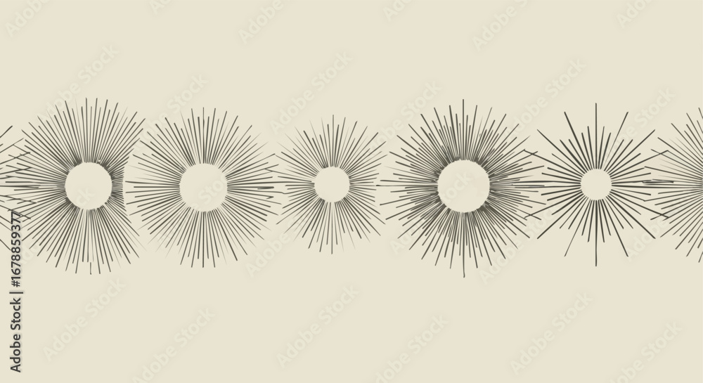 Naklejka premium Modern abstract sunburst pattern design in minimalist style