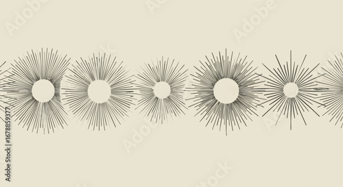 Modern abstract sunburst pattern design in minimalist style