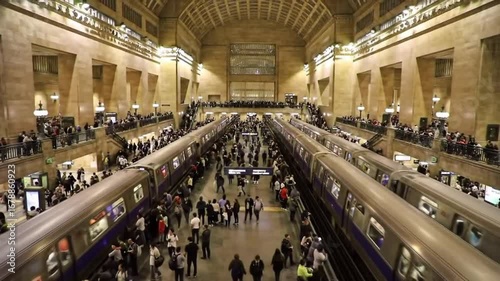 Crowded commuters at grand central station new york city urban scene high perspective daily life dynamics