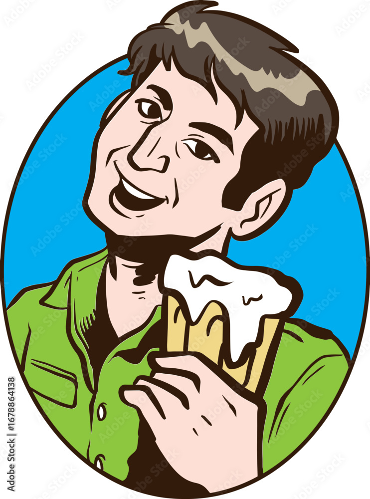 Fototapeta premium Beer Man Illustration – Fun Character Holding Beer Graphic