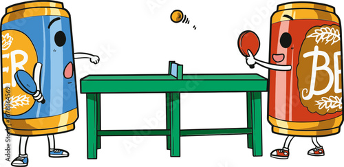 Beer Pong Illustration – Classic Party Game with Cups and Ball
