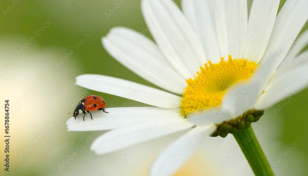 Fototapeta premium Ladybug on White Daisy
