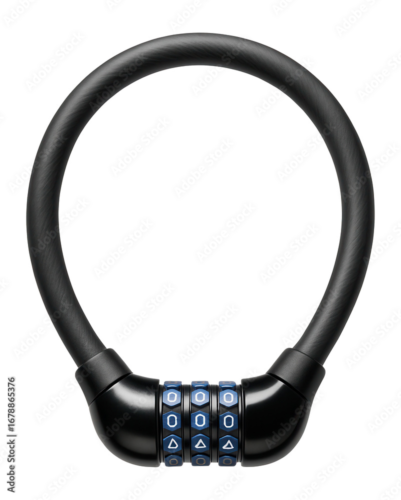 Fototapeta premium Cable lock with combination dial for securing bicycles at public racks