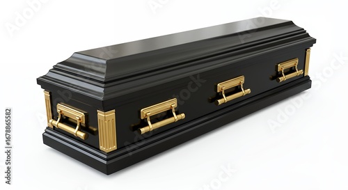 Elegant black coffin with gold accents