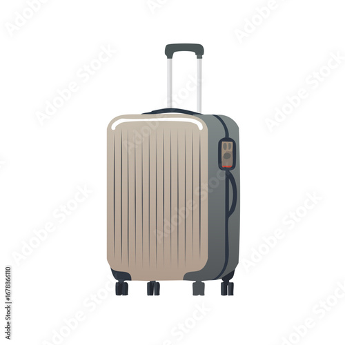 Modern gray wheeled travel luggage with retractable handle against a white background