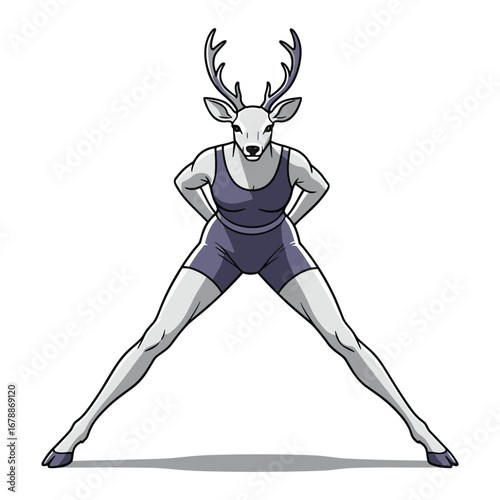 Strong deer woman illustration fitness concept graphic powerful female character design