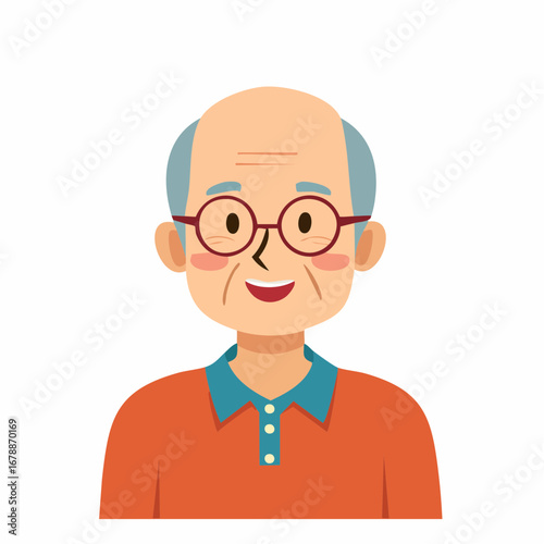 Smiling Elderly Man Cartoon Illustration