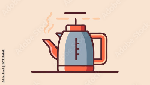 A coffee pot with a steam coming out of it. The steam is rising from the spout of the coffee pot