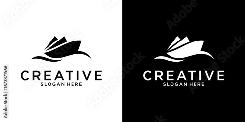 Boat icon vector logo design concept